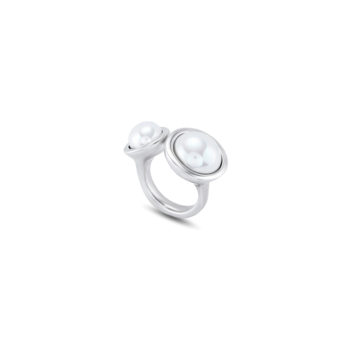 Anello aperto con due Perle | UNOde50 | ANI0801BPLMTL