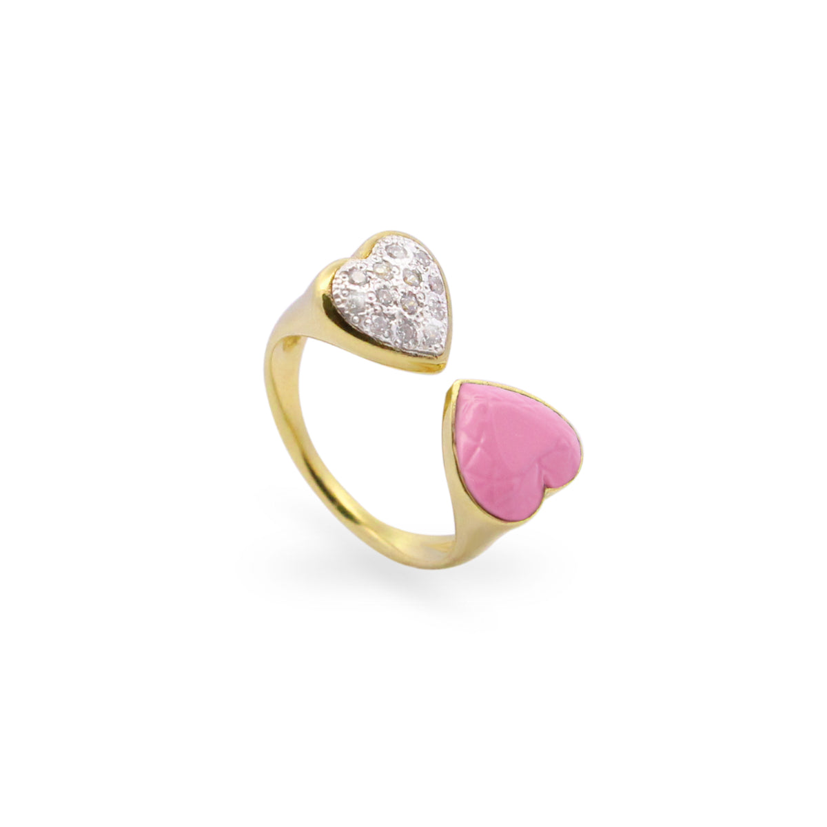 Anello aperto Doppio Cuore Rosa Berry - BON BON Rue des Mille | ANZ-025 M2 CUO R AU