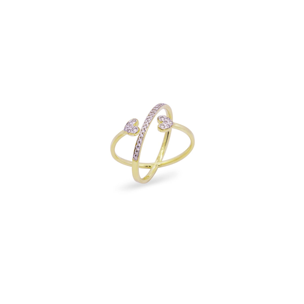 Anello incrociato placcato oro giallo e doppio cuore - STARDUST TEN Rue des Mille