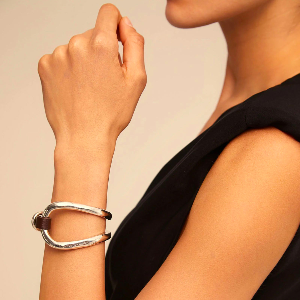 Bracciale semirigido Cuoio e Argento