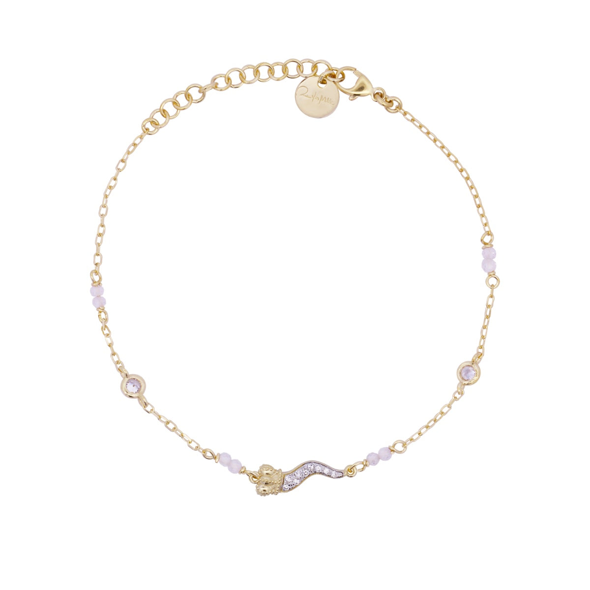 Bracciale oro giallo e corno pavè bianco - STARDUST TEN Rue des Mille