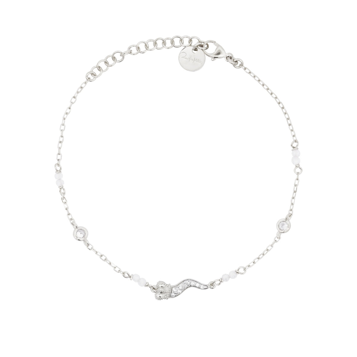 Bracciale oro bianco e corno pavè bianco - STARDUST TEN Rue des Mille