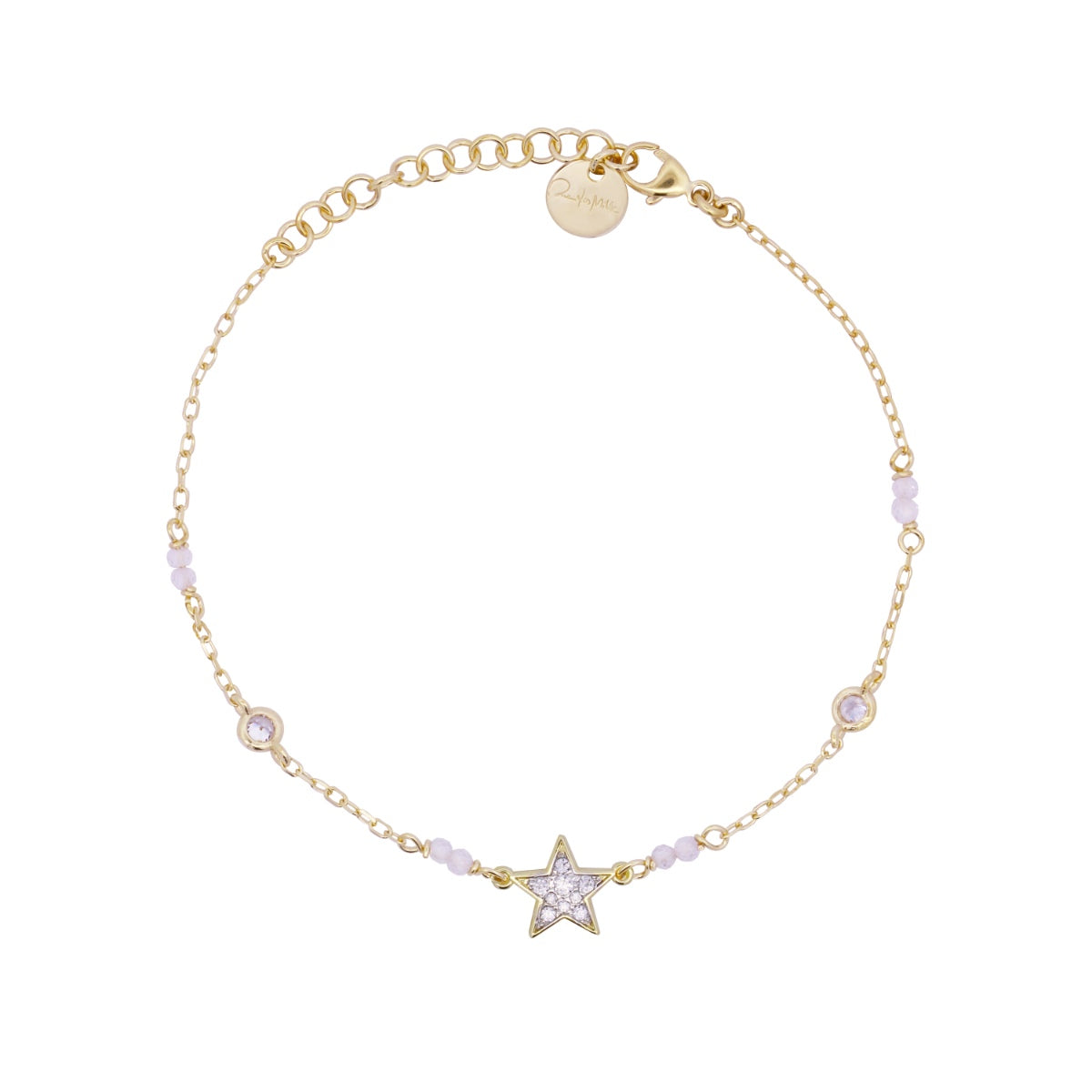Bracciale placcato oro giallo con stella pavé bianco - STARDUST TEN Rue des Mille