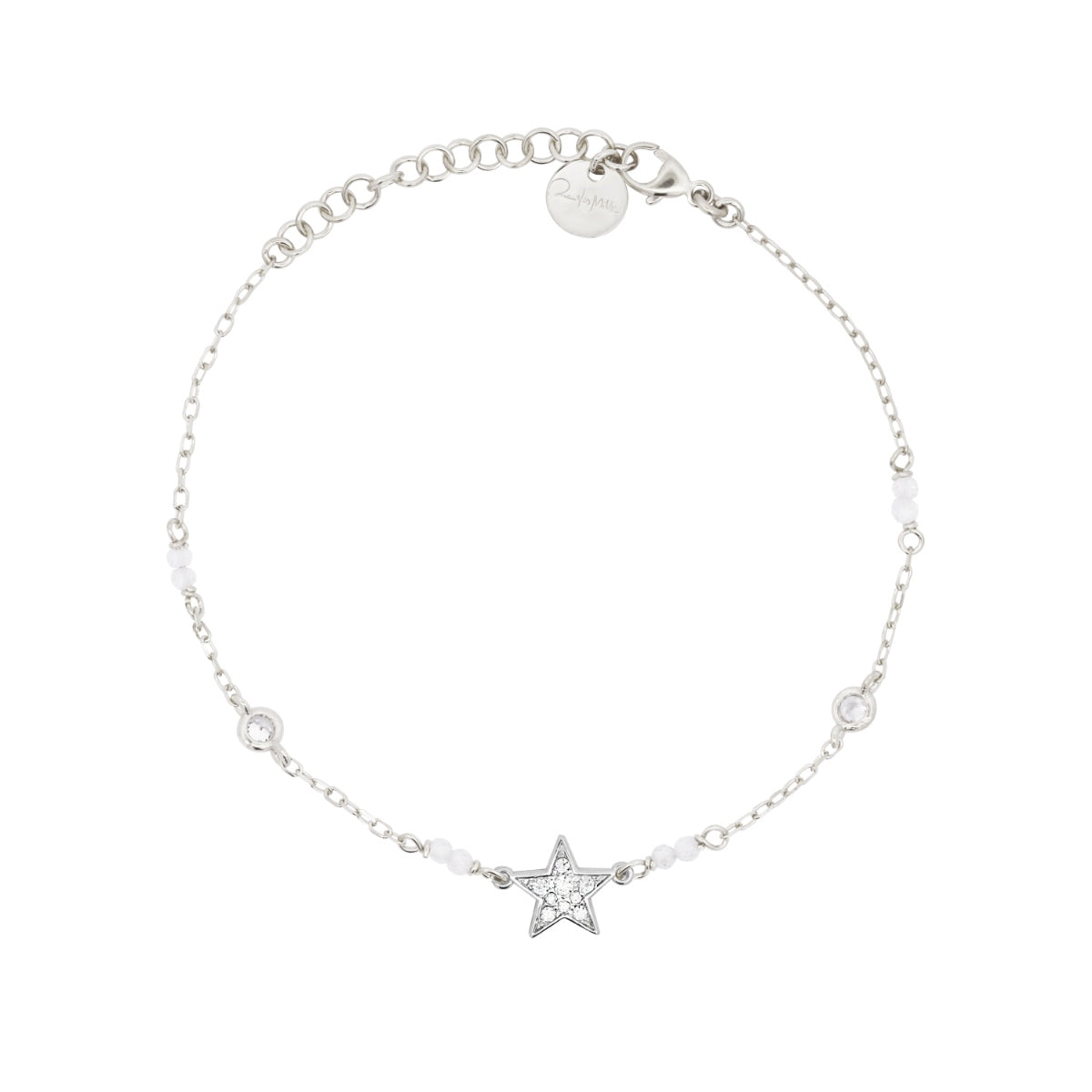 Bracciale placcato oro bianco con stella pavé bianco - STARDUST TEN Rue des Mille