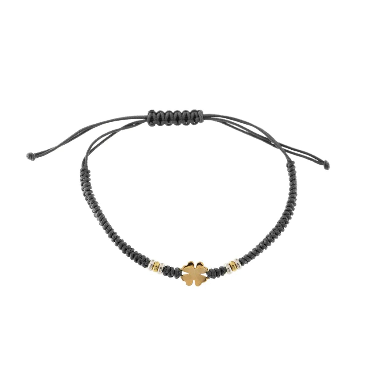 Bracciale intreccio tondo grigio con Quadrifoglio - TANGLE Rue des Mille | BR-U02 M1 TG