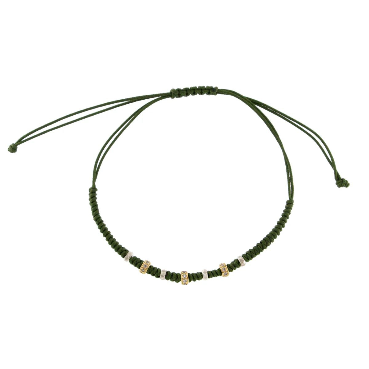 Bracciale intreccio tondo verde Borchie e Zirconi - TANGLE Rue des Mille | BR-U02 M2 TV