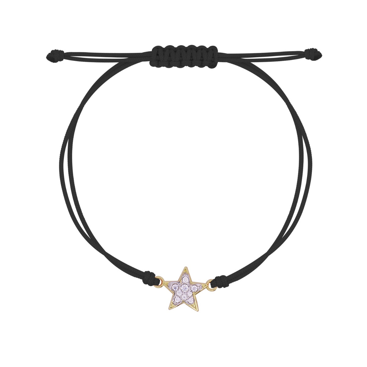 Bracciale tessuto nero e stella pavé - STARDUST TEN Rue des Mille
