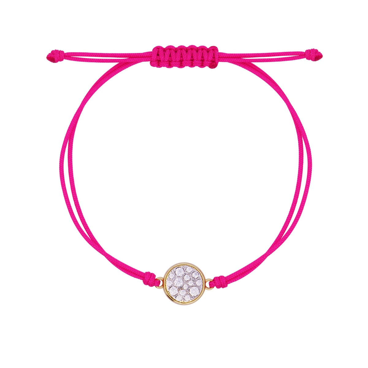 Bracciale tessuto rosa e cerchio pavé - STARDUST TEN Rue des Mille