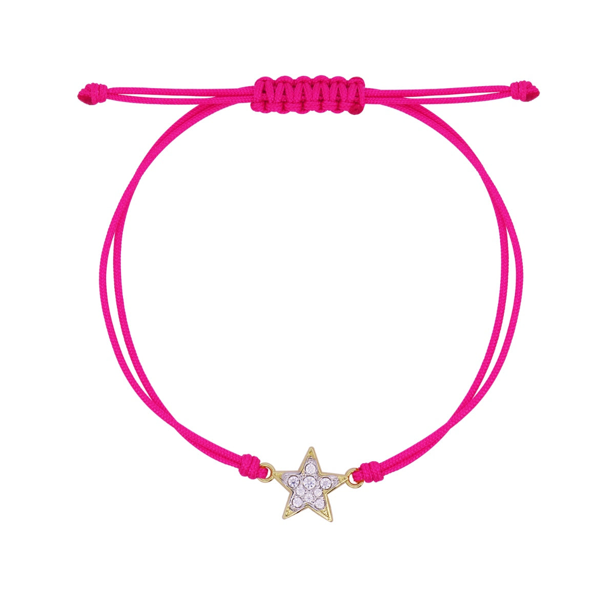 Bracciale tessuto rosa e stella pavé - STARDUST TEN Rue des Mille