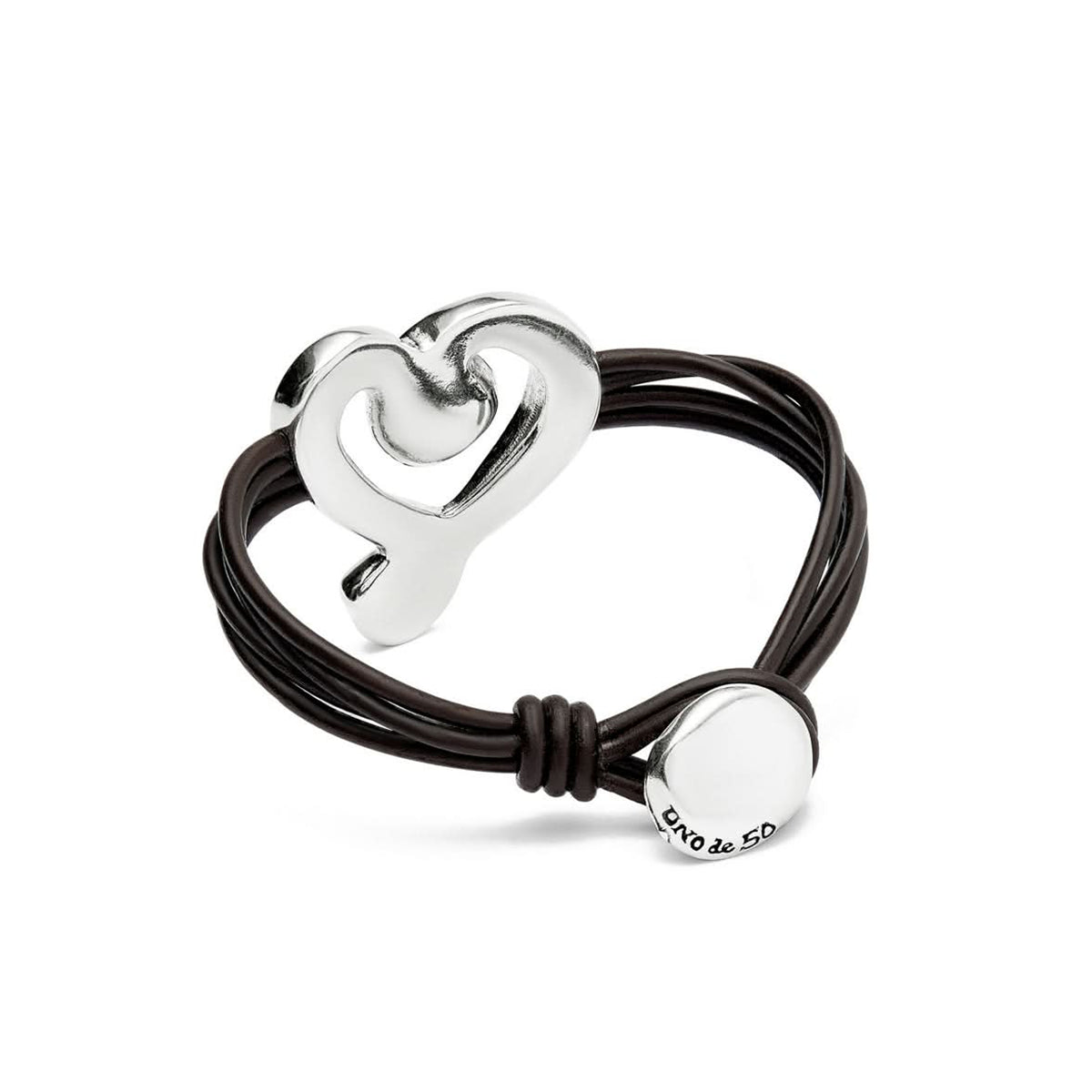 Bracciale in pelle con Cuore e Cristallo bianco