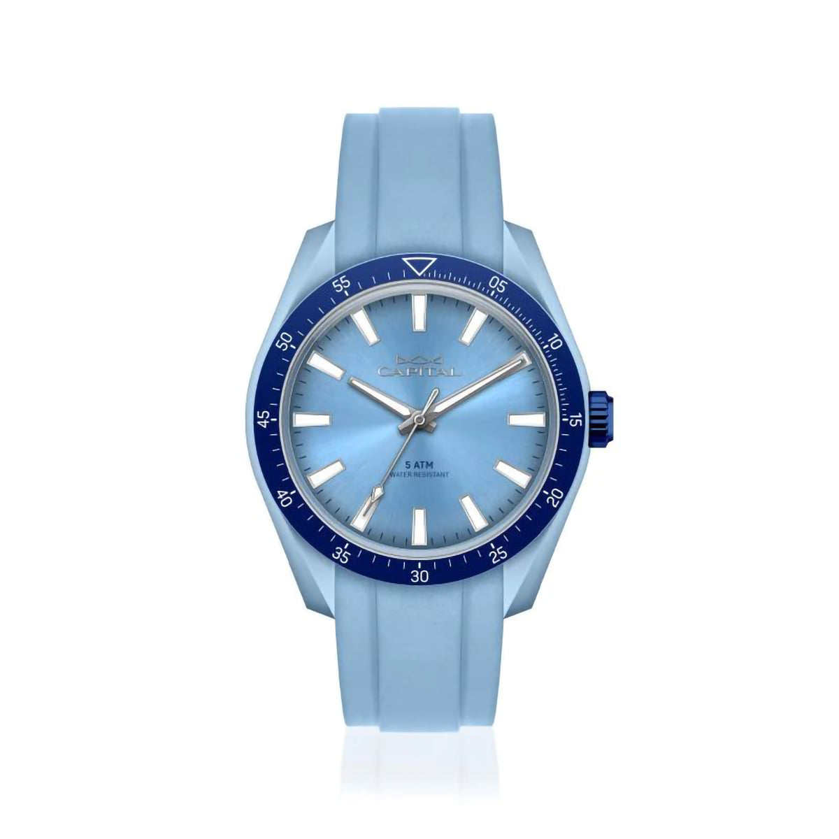 Orologio al Quarzo, Cassa Celeste, Quadrante Celeste e Cinturino in Silicone Celeste