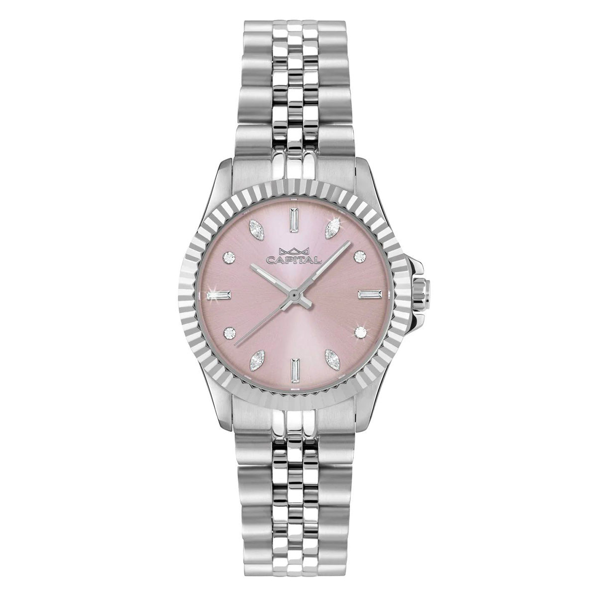 CAPITAL: Orologio NEW YORK Acciaio e Quadrante Rosa