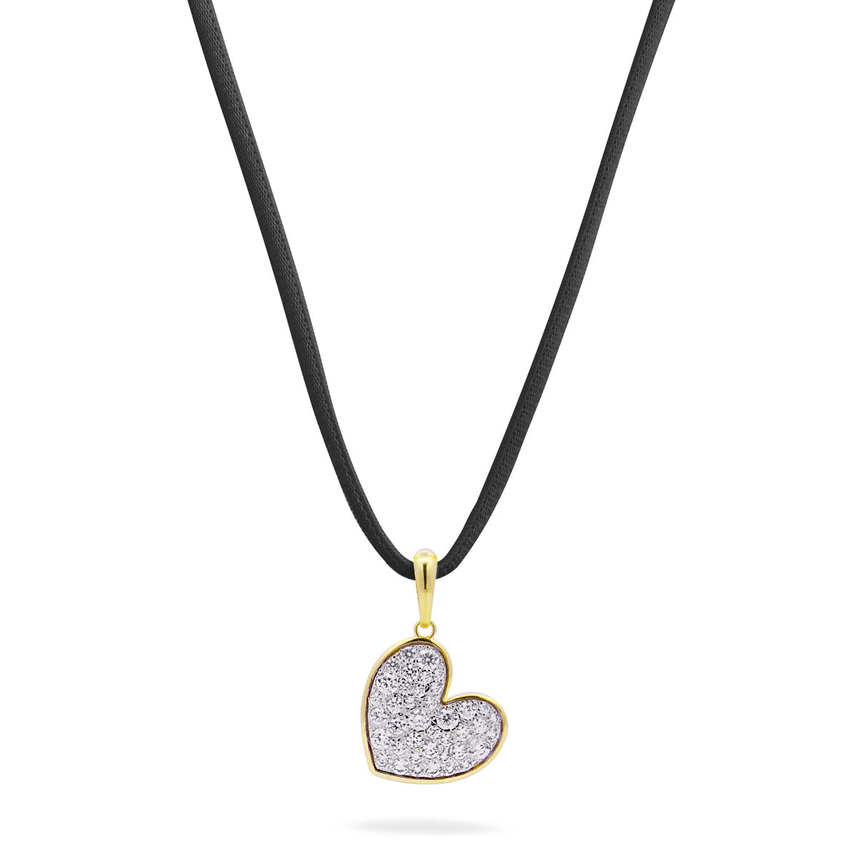 Choker nero con Ciondolo cuore pavé e placcato oro giallo - STARDUST TEN Rue des Mille