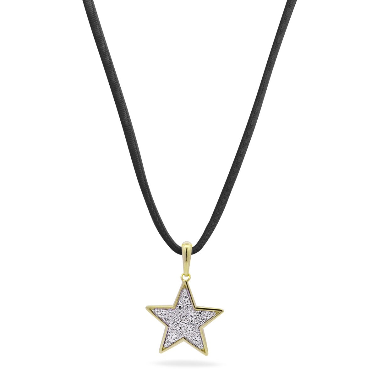 Choker nero con Ciondolo stella pavé placcato oro giallo - STARDUST TEN Rue des Mille