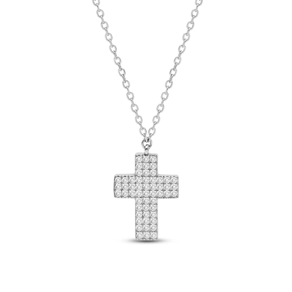 Collana con Croce e Zirconi Pavé