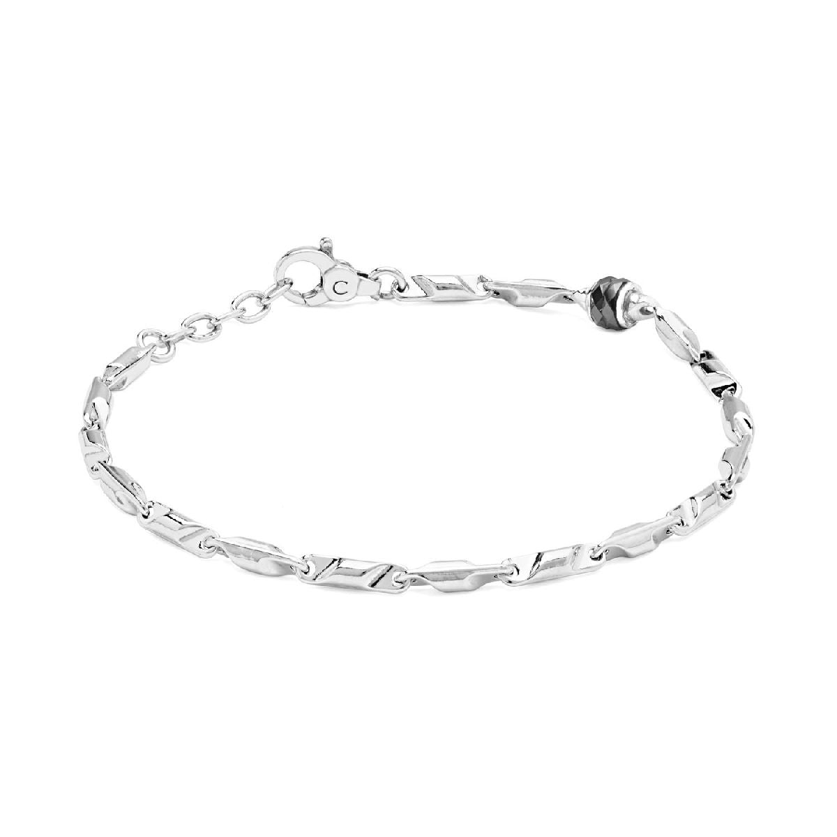 COMETE | Bracciale in argento lucido e Ceramica nera | UBR1001