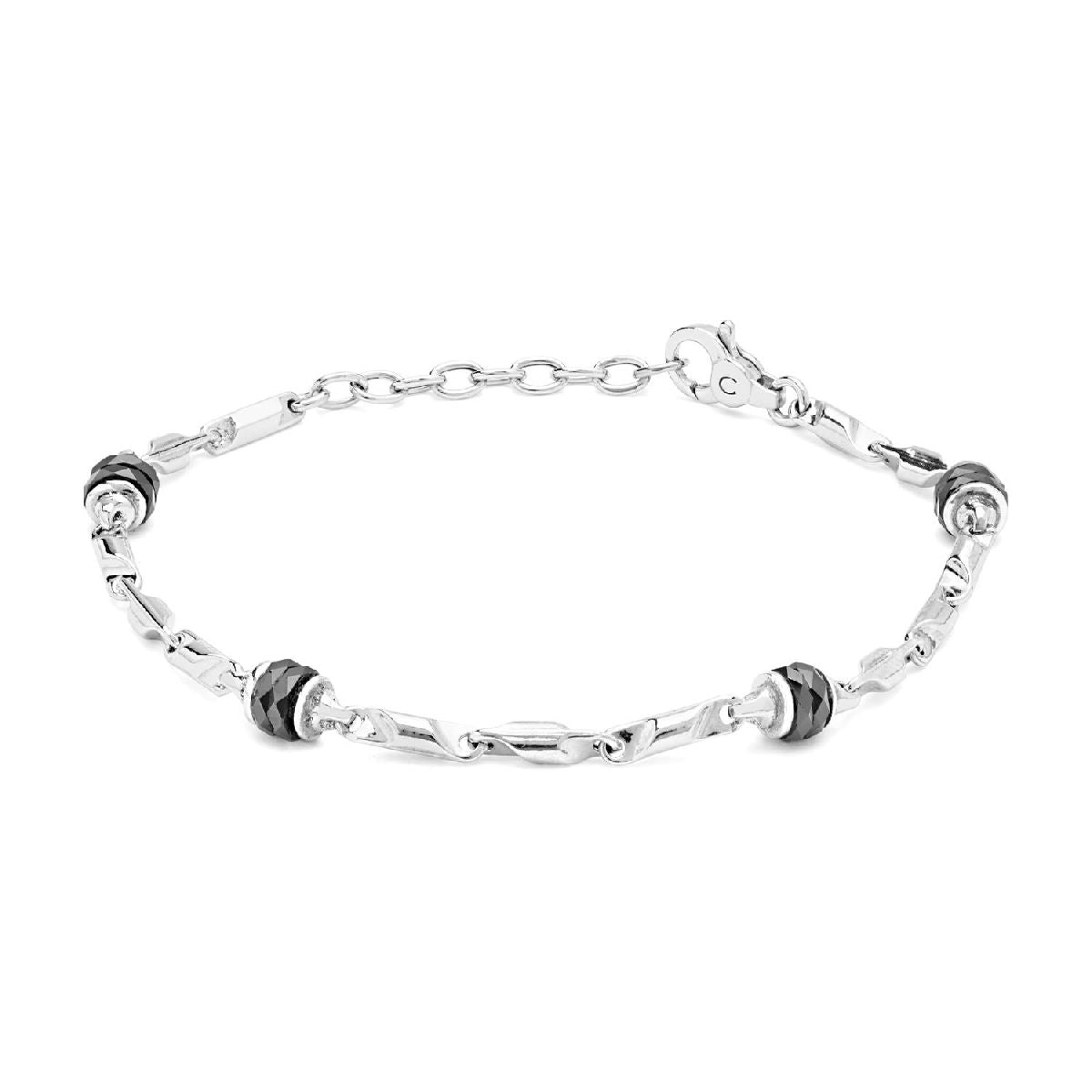 COMETE | Bracciale in argento rodiato e Ceramica nera | UBR 1000