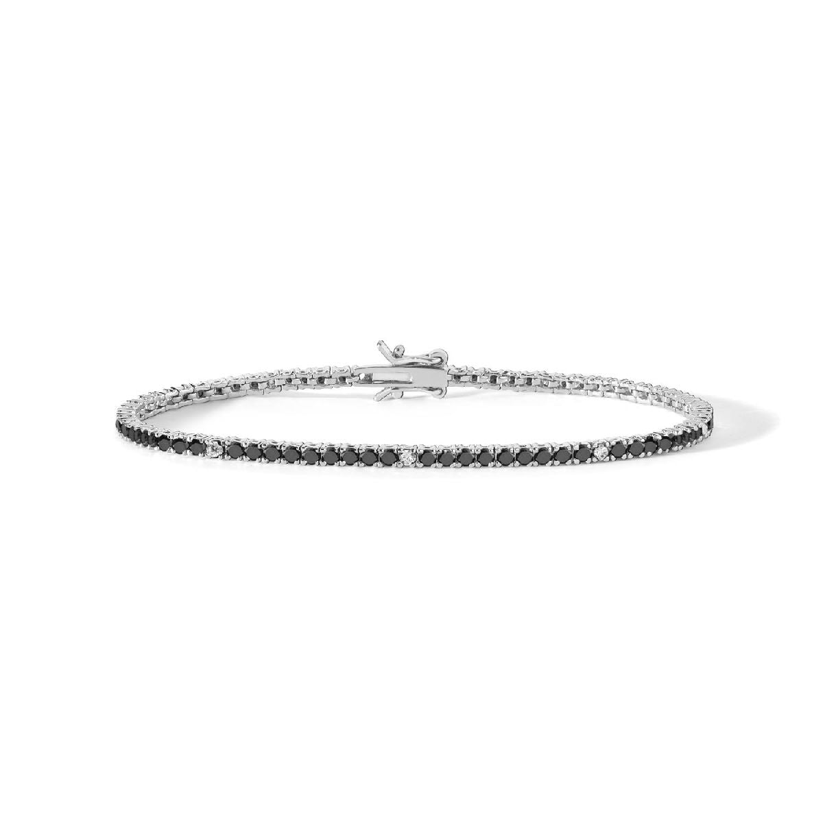COMETE | Bracciale tennis in Argento lucido con Zirconi Neri e Bianchi | UBR900