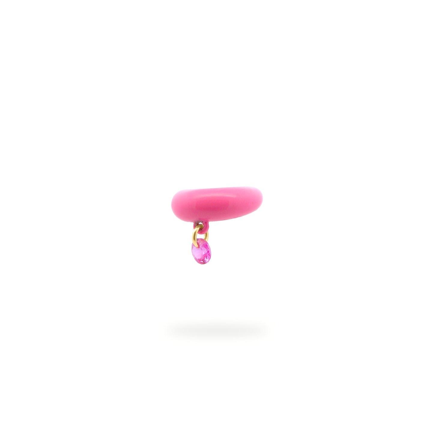 Earcuff smaltato rosa con Zircone rosa pendente - GIPSY CHIC Rue des Mille