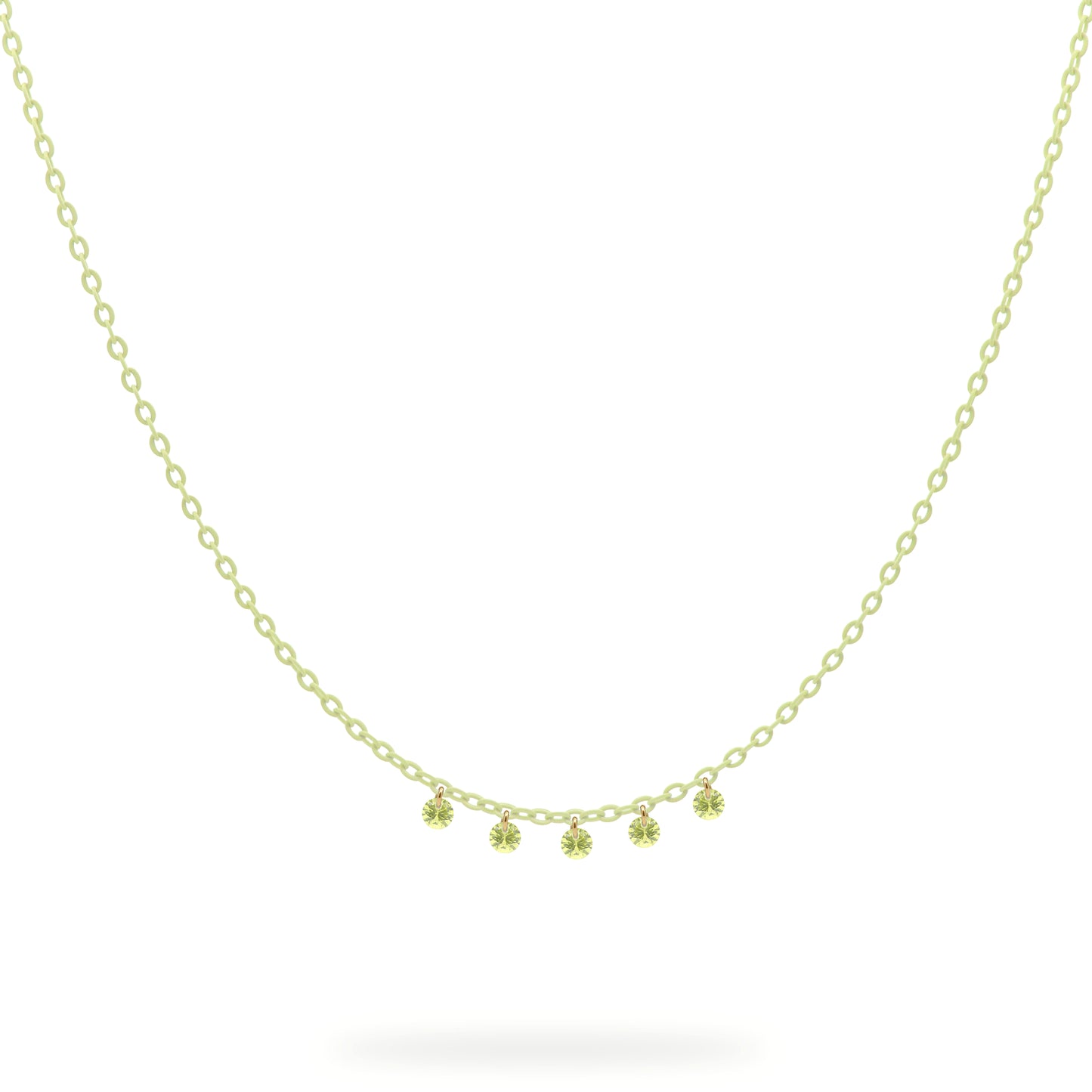 Girocollo a catena verniciata lime e cinque zirconi lime pendenti - GIPSY CHIC Rue des Mille