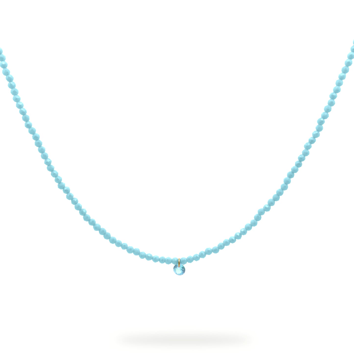 Girocollo con filo di pepite di zirconi milky turchese e uno zircone turchese pendente - GIPSY CHIC Rue des Mille