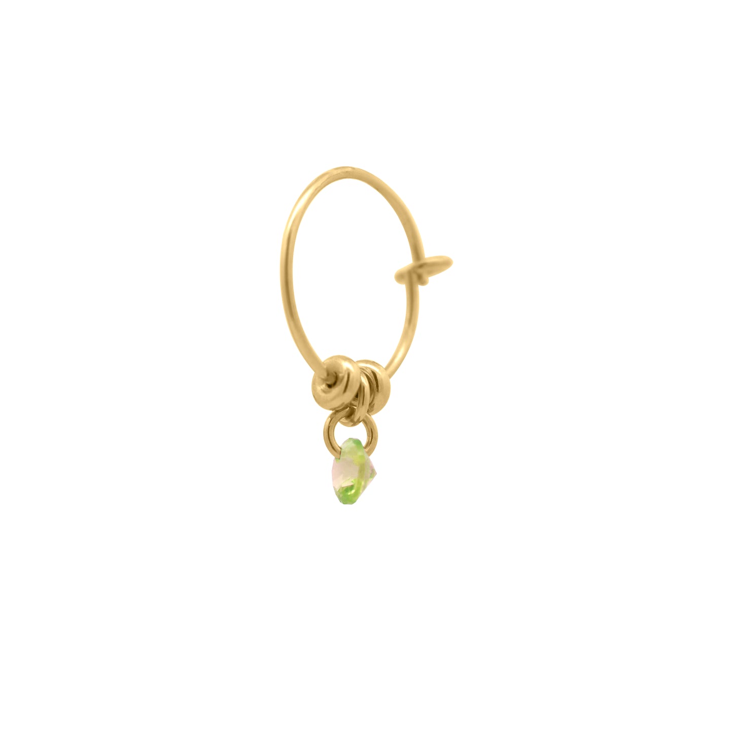 Piercing sottile con zircone nudo lime e piccole pepite dorate - GIPSY CHIC Rue des Mille