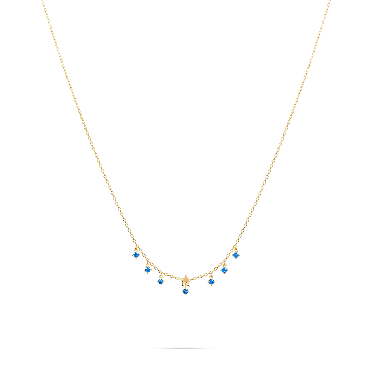 Girocollo con mini stella centrale e sette zirconi blu pendenti - ESSENCE Rue des Mille