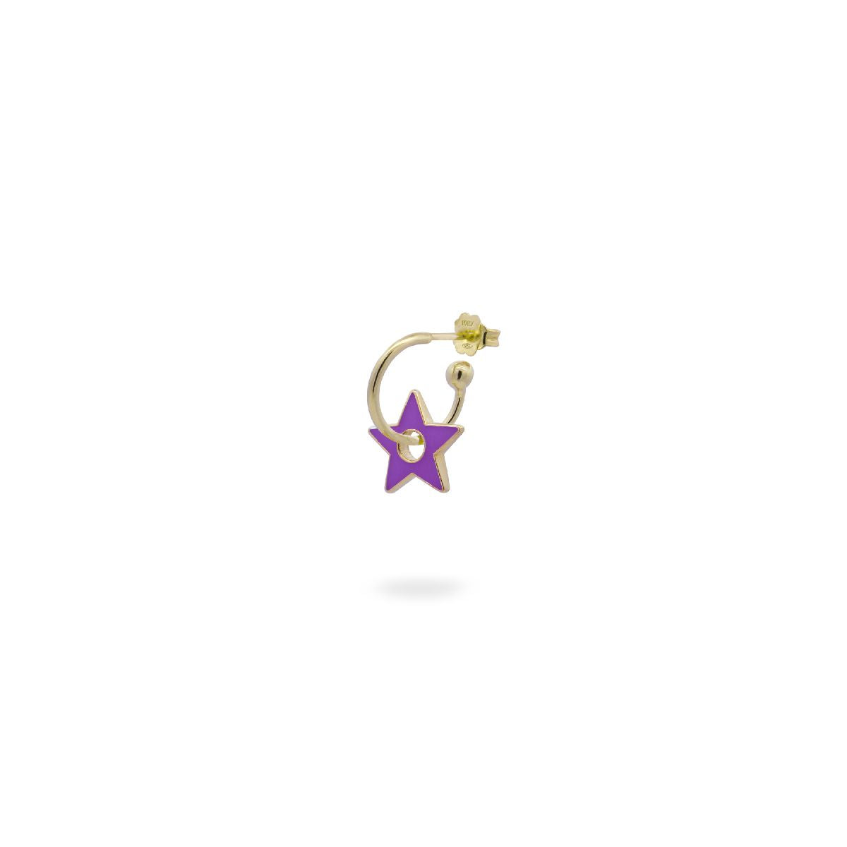 Mono Orecchino hoop con Stella smaltata Smalto Viola - ColorFUN Rue des Mille | OR-023 CER VI AU