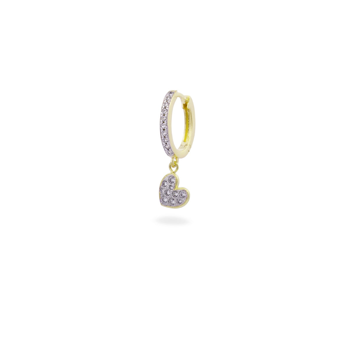Mono Orecchino HOOP placcato oro giallo e cuore pavé - STARDUST TEN Rue des Mille