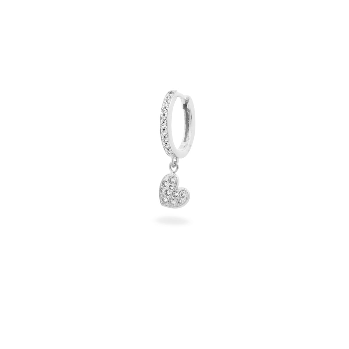 Mono Orecchino HOOP placcato oro bianco e cuore pavé - STARDUST TEN Rue des Mille