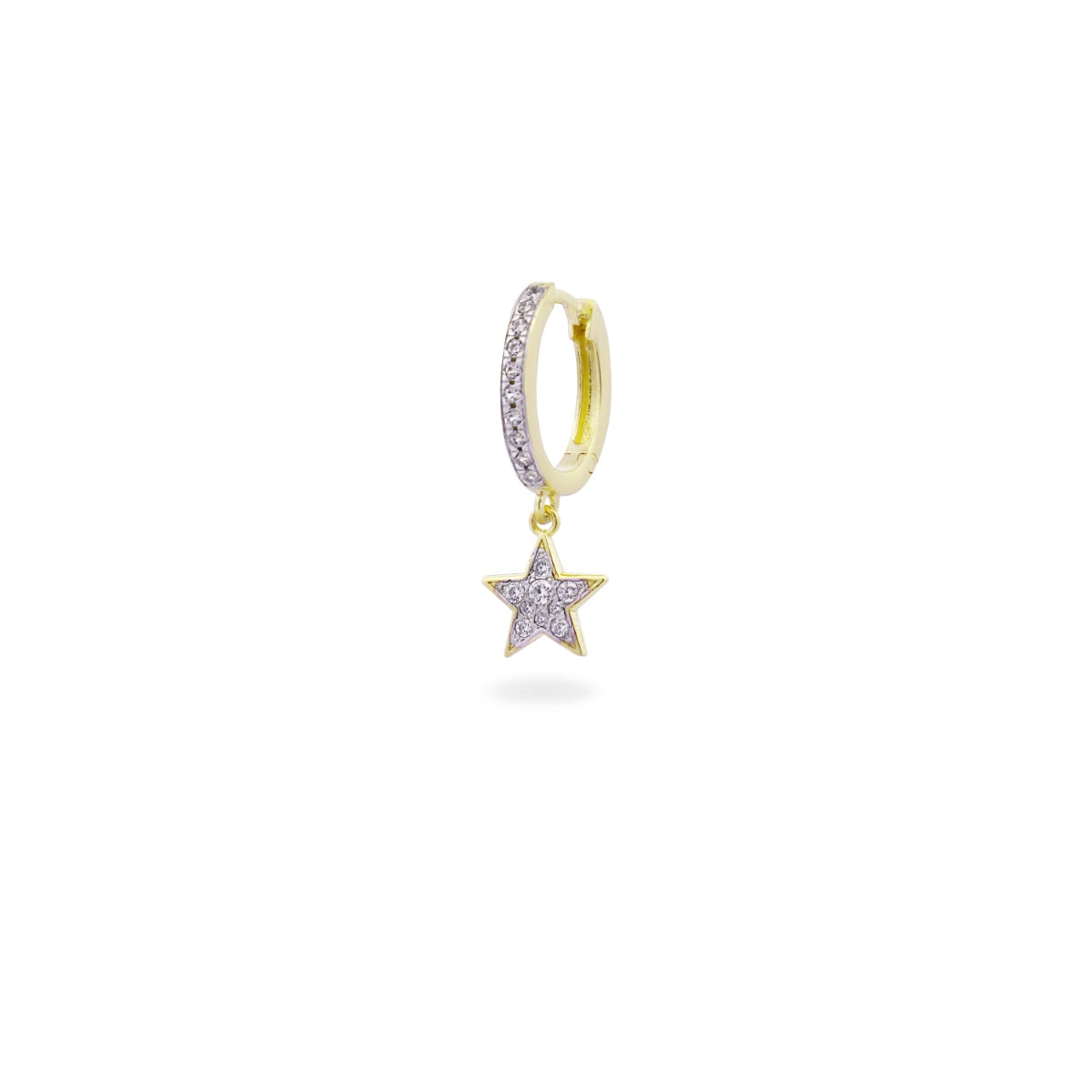Mono Orecchino HOOP placcato oro giallo e stella pavé - STARDUST TEN Rue des Mille