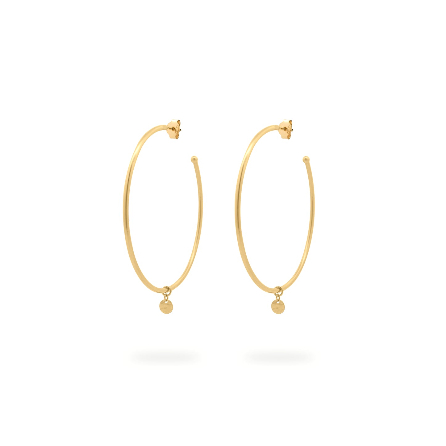 Orecchini a cerchio grande in argento dorato con zircone pendente - GIPSY CHIC Rue des Mille