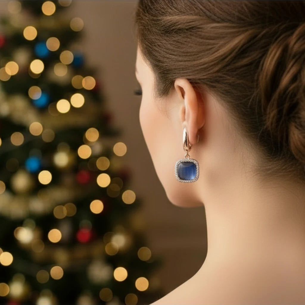 Orecchini Argento Rosé Quarzo Blu Zirconi 3907400