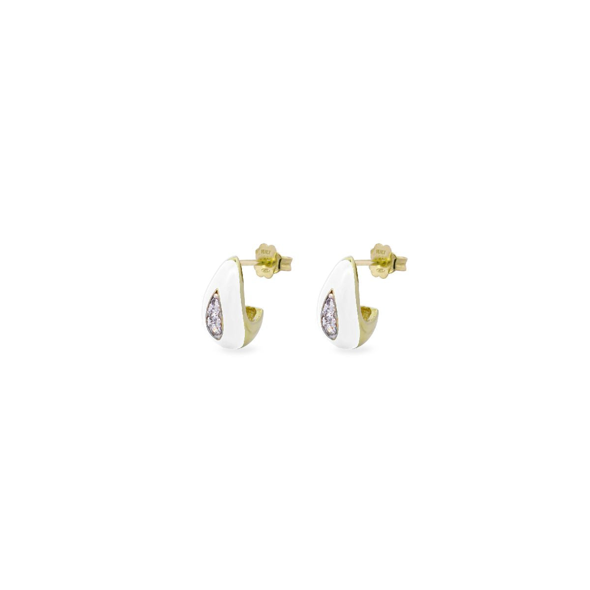 Orecchini a goccia Smalto Bianco e Zirconi - ColorFUN Rue des Mille | OR-023 GOC BI AU