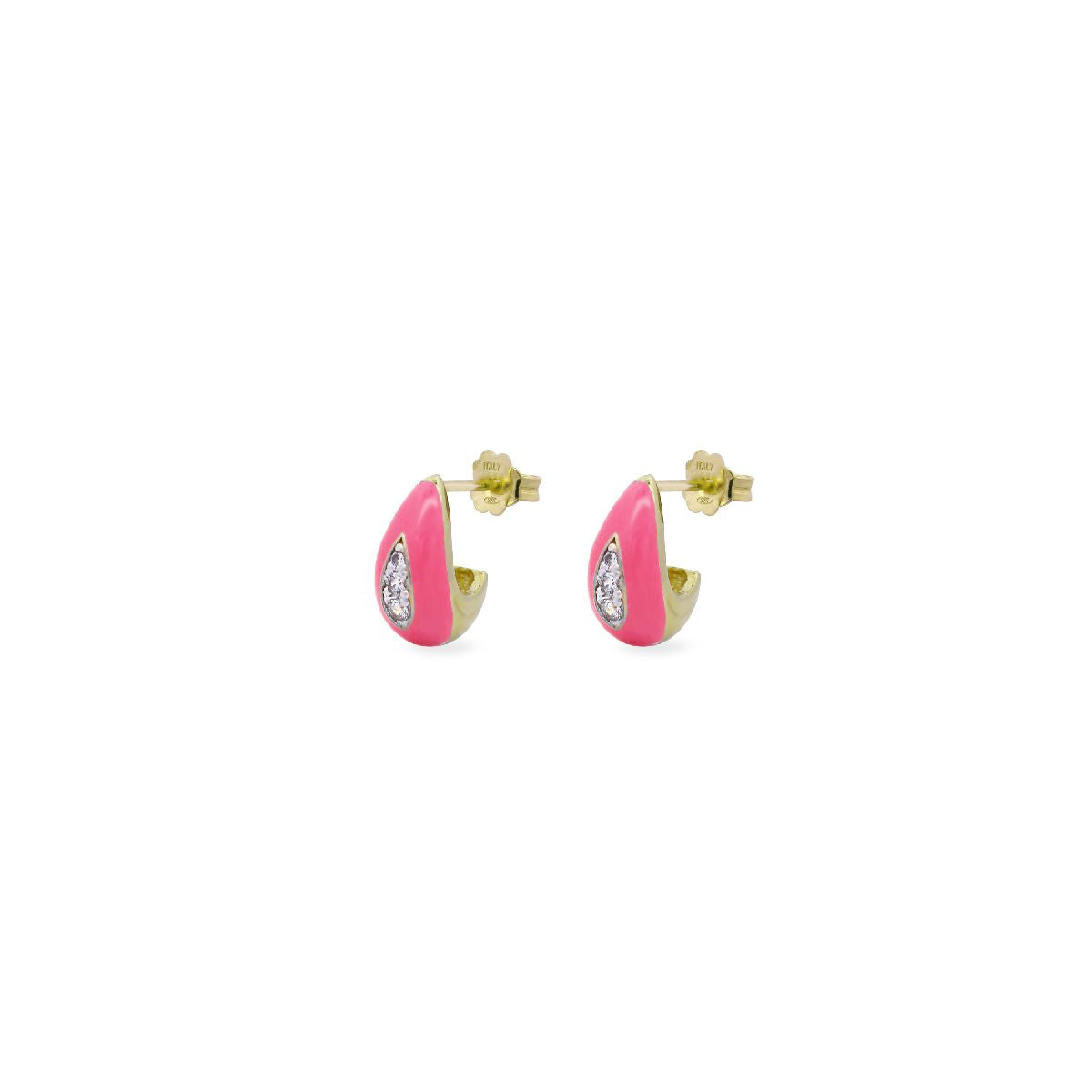 Orecchini a goccia Smalto Rosa e Zirconi - ColorFUN Rue des Mille | OR-023 GOC RO AU