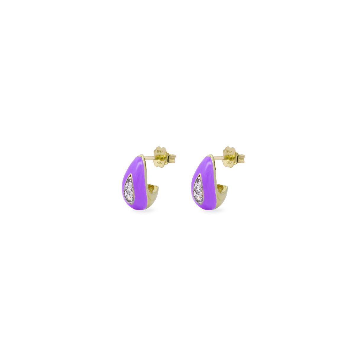 Orecchini a goccia Smalto Viola e Zirconi - ColorFUN Rue des Mille | OR-023 GOC VI AU