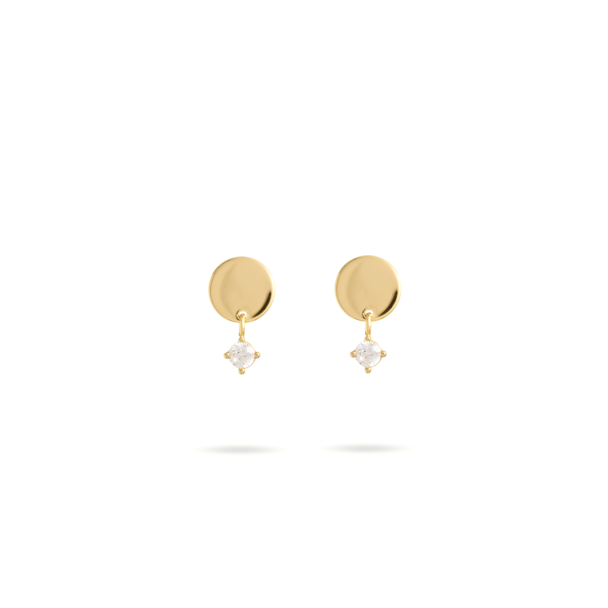 Orecchini a lobo con medaglia tappabuco e zircone punto luce pendente - ESSENCE Rue des Mille