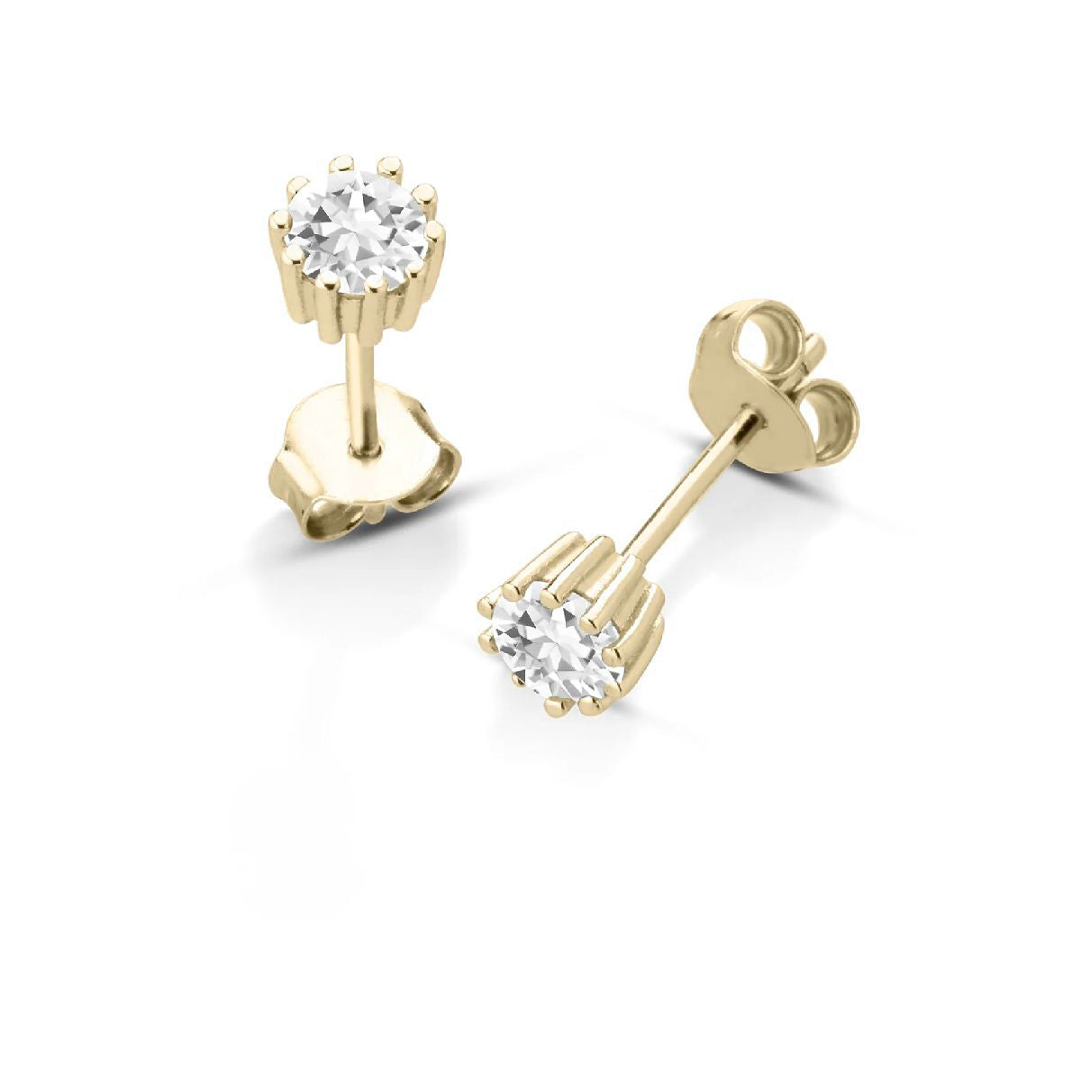 Orecchini Punto Luce con finitura in Oro giallo e Zircone Bianco