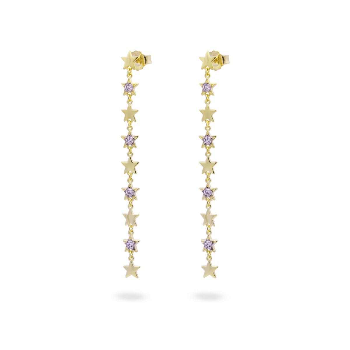Orecchini pendenti placcati oro giallo e stelle alternate - STARDUST TEN Rue des Mille