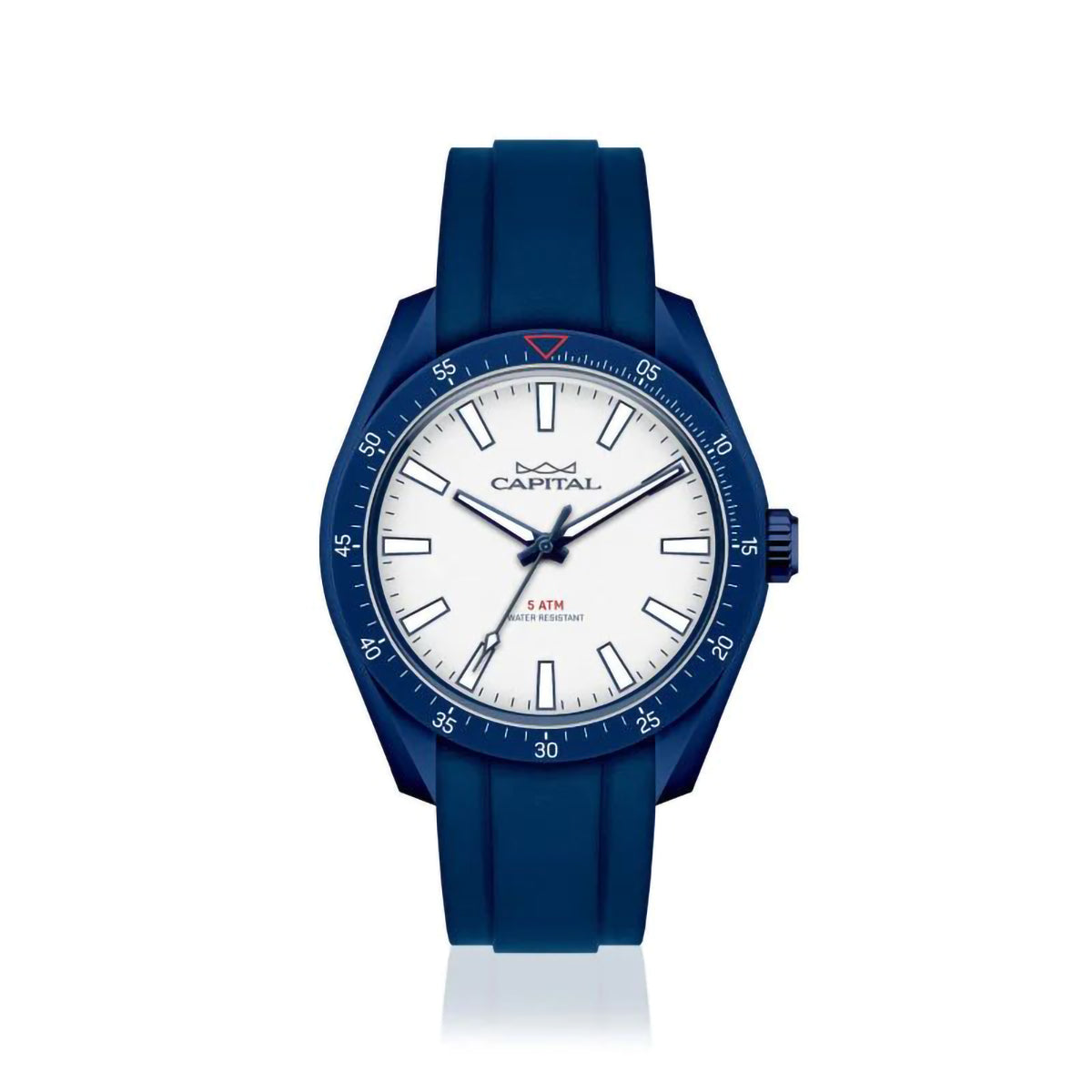 Orologio al Quarzo, Cassa Blu, Quadrante Bianco e Cinturino in Silicone Blu