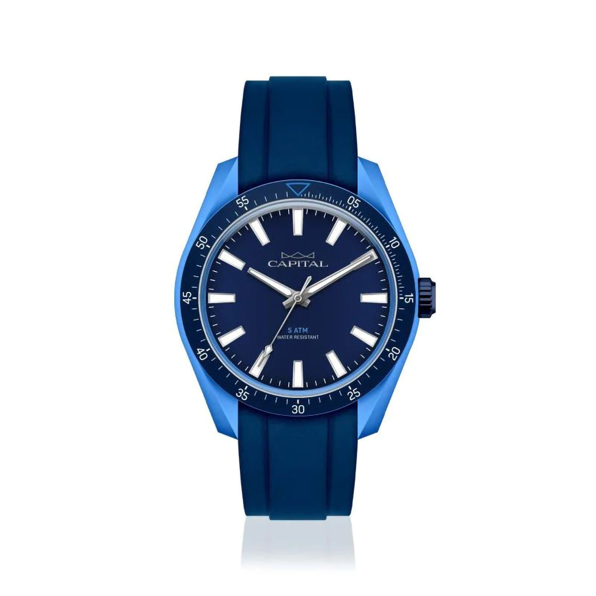 Orologio al Quarzo, Cassa Celeste, Quadrante Blu e Cinturino in Silicone Blu