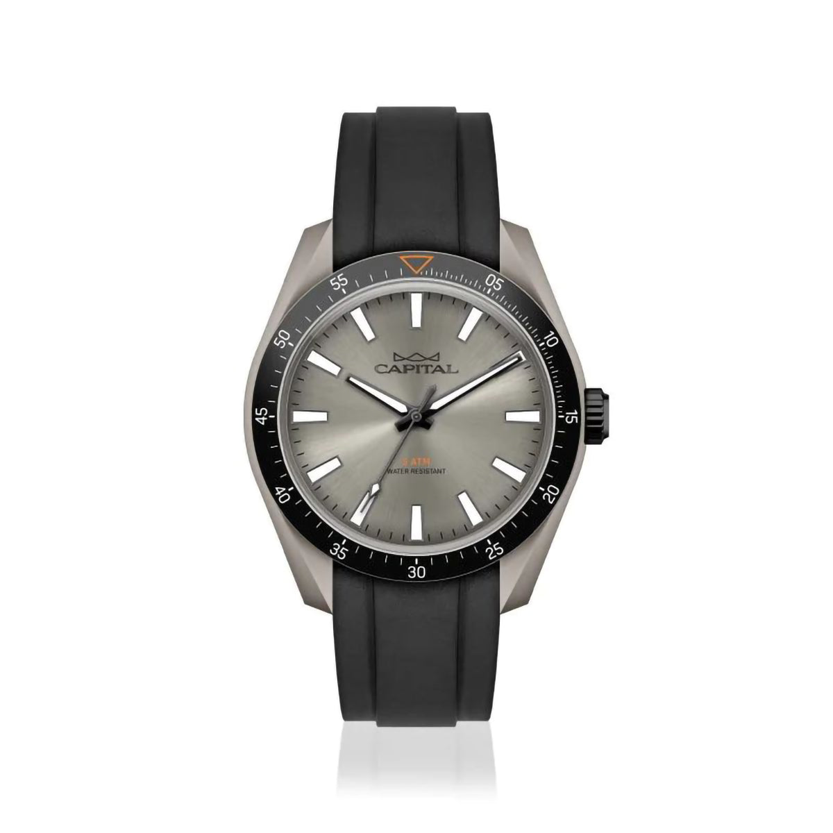 Orologio al Quarzo, Cassa Grigia, Quadrante Grigio e Cinturino in Silicone Nero