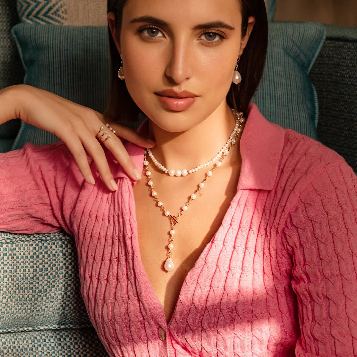 Girocollo Choker con 3 Perle - WHITESIDE