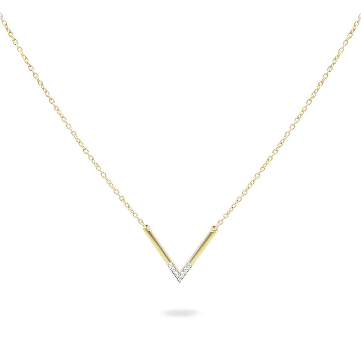 Girocollo minimal a V con Zirconi - SHAPES Rue des Mille | GRZ-020 M2 AU