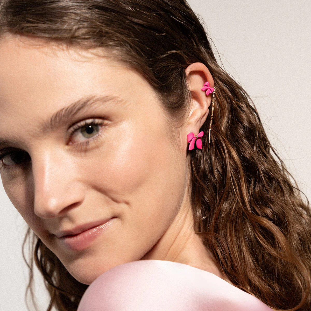 Mono Orecchino Fiocco Fucsia - CANDY BOW
