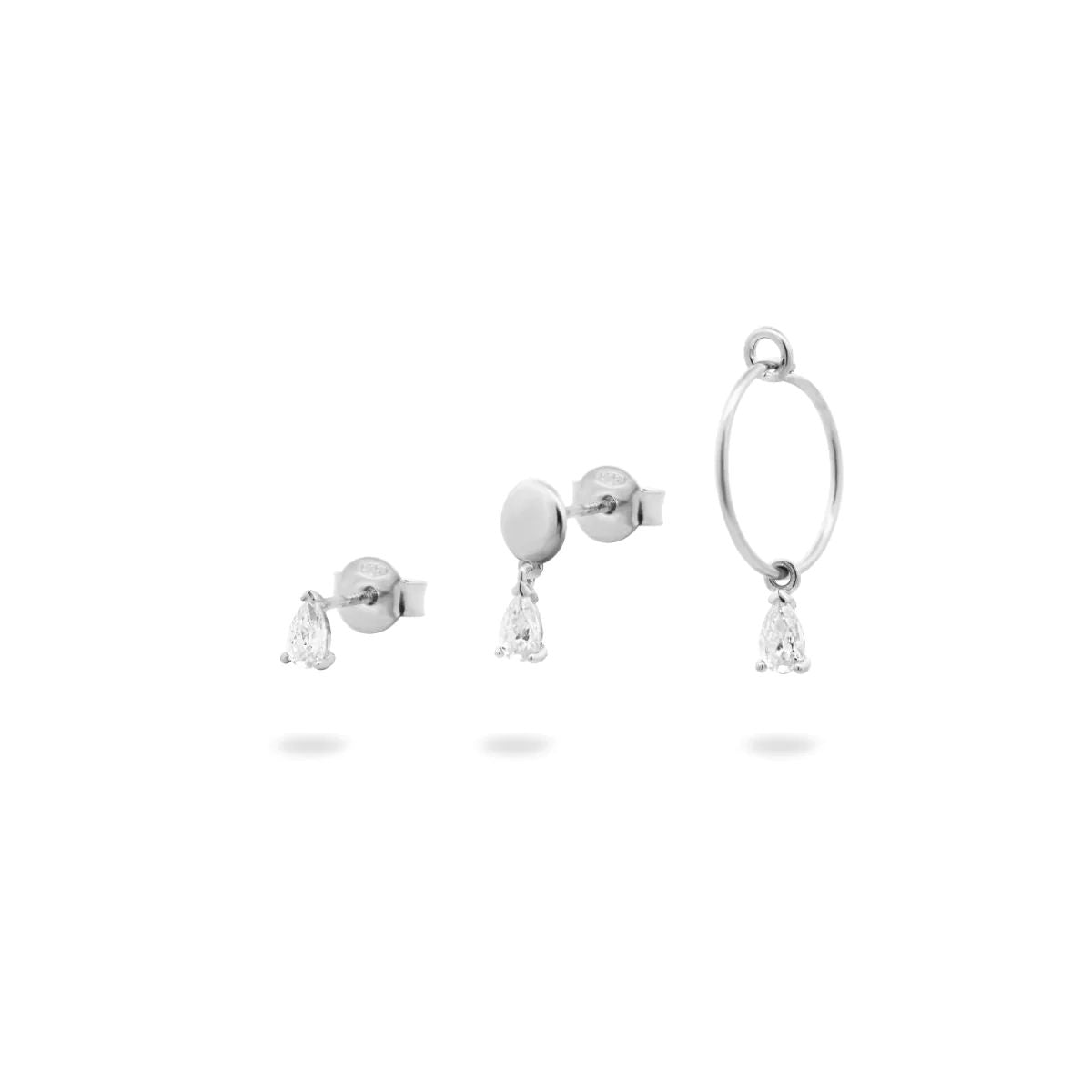 Orecchini Tris Cerchio e Lobo Zirconi Bianchi - SHAPES Rue des Mille | ORZ-020 M9 RH