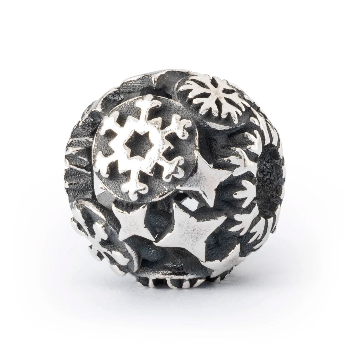 Baci di Neve Trollbeads | Beads tondo in argento con fiocchi di neve | TAGBE-40129