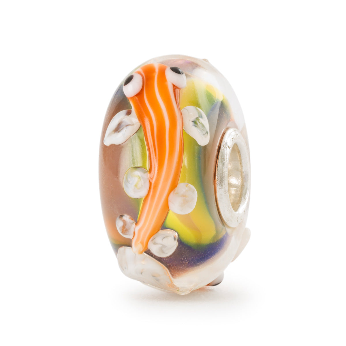 Pesce dell'Energia Trollbeads | Beads in vetro che raffigura una carpa arancione con le strisce bianche. | TGLBE-20418
