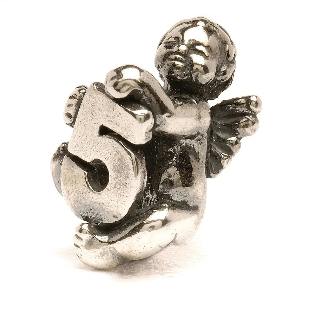 Puttino 5 Trollbeads | Beads che raffigura un angioletto con il numero 5 tra le braccia | TAGBE-30006