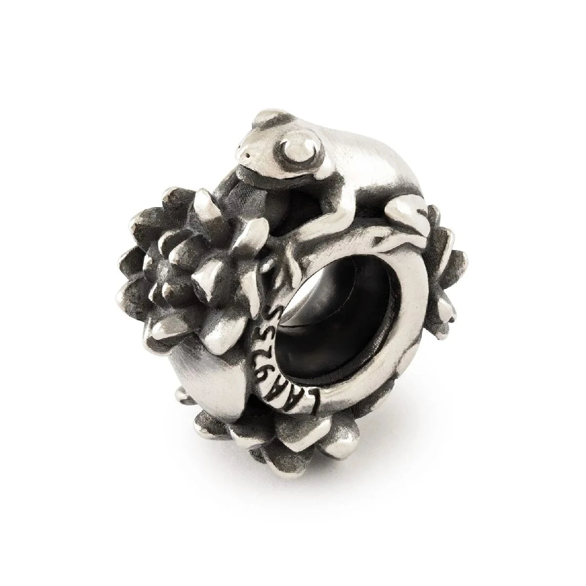 Stop Salto di Gioia Trollbeads | Stop in argento con una rana realizzata a mano | TAGBE-50049
